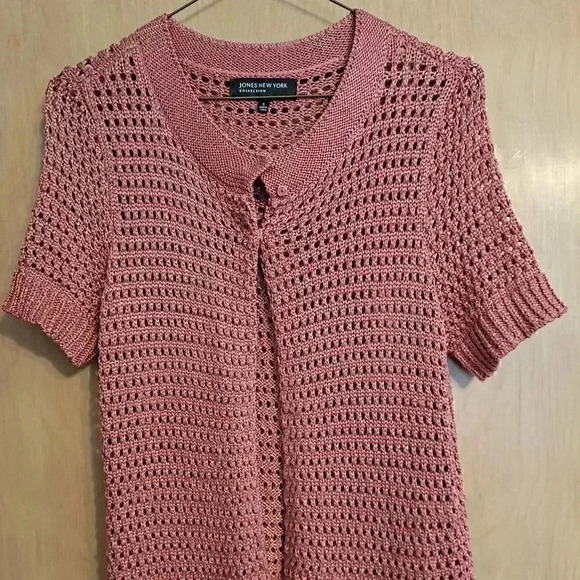 Jones New York women's  mauve pink open knit cardigan sweater S small - Picture 3 of 6